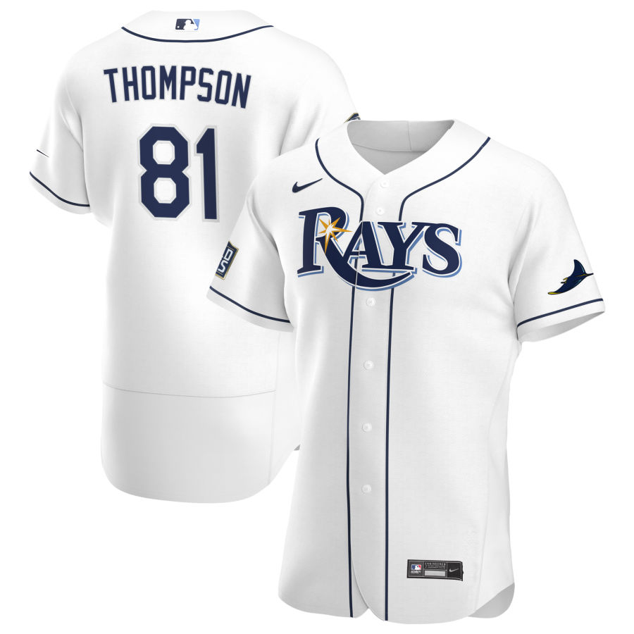 Tampa Bay Rays 81 Ryan Thompson Men Nike White Home 2020 World Series Bound Authentic Player MLB Jersey